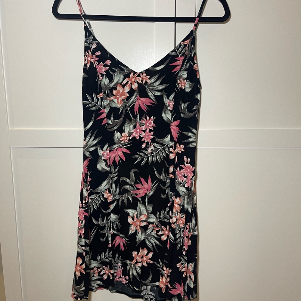 Divided Black Floral Mini Dress